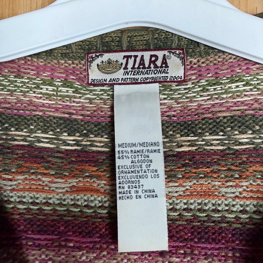 Vtg Tiara International Multi Color Zip Front Cardigan Sweater Grandmacore‎ Boho - Picture 7 of 7